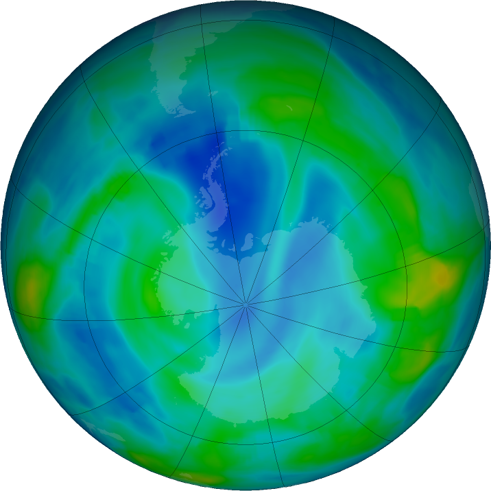 Antarctic ozone map for 31 May 2022